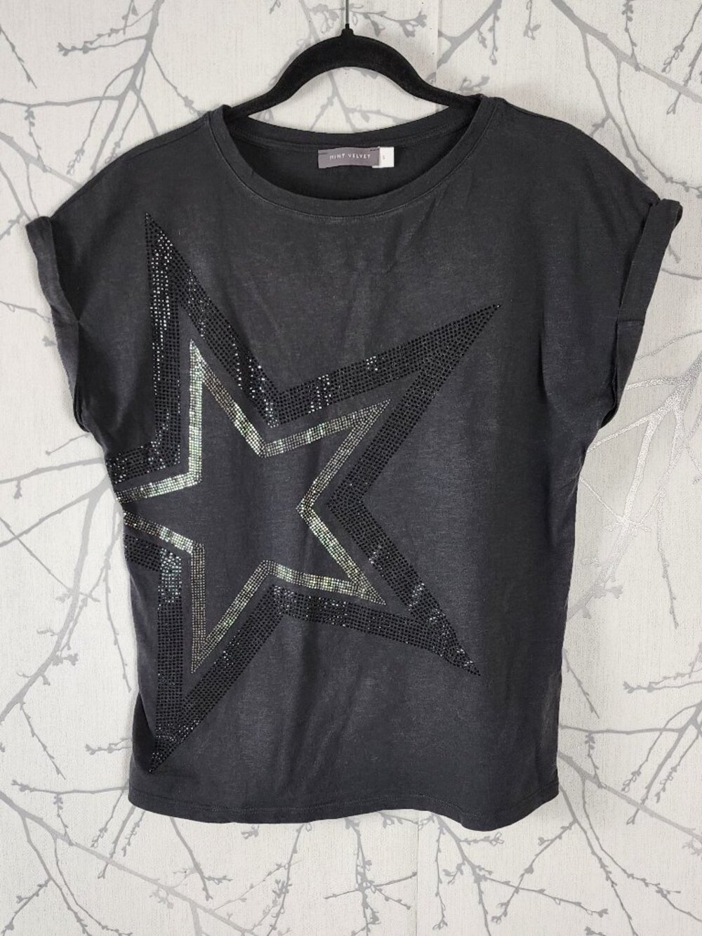Mint Velvet Star Rhinestone Cotton Loose Fit Tee
